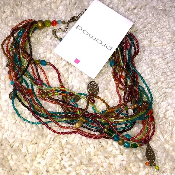 Multi Strand Bead & Charm French Necklace - Picture 9 of 9